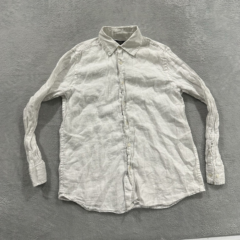 Club Room Luxury Linen Button Shirt Women M White Boho Lagenlook Coastal